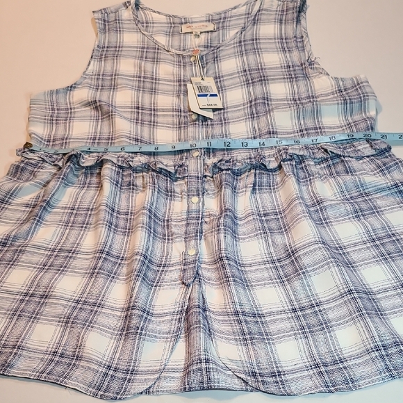 Max Studio London Womens Sleeveless Plaid Button-Up Top XL NWT - Picture 8 of 9